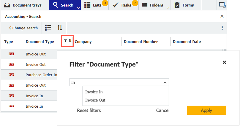 Precise document search: How to filter your results list